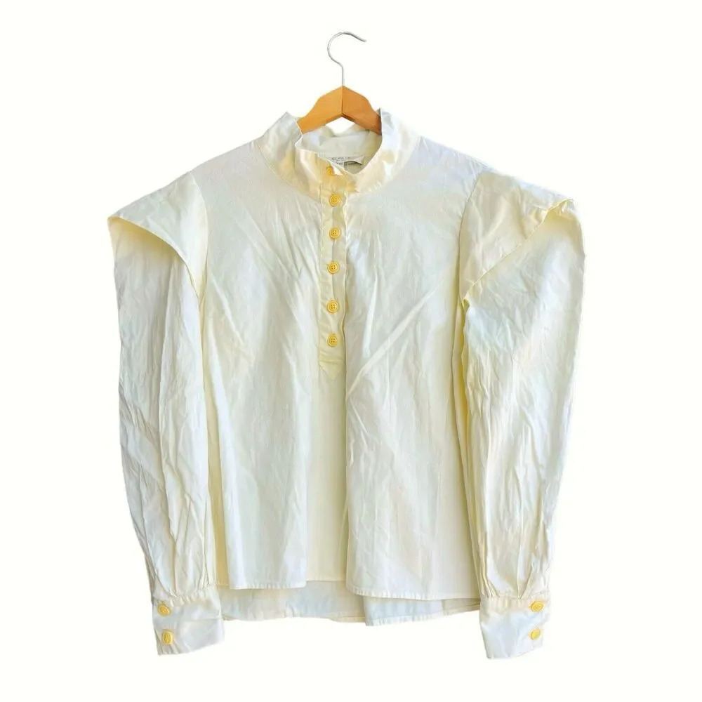 SEA NEW YORK Puff Sleeve Top Women’s Size XL Buttery Yellow Popover Blouse